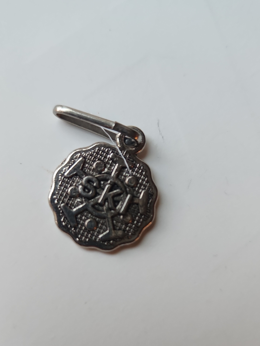 Silver-Tone Ski Charm Pendant for Men